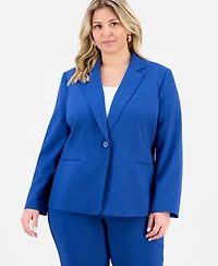Le Suit Plus Notch-Lapel Mid-Rise Pantsuit