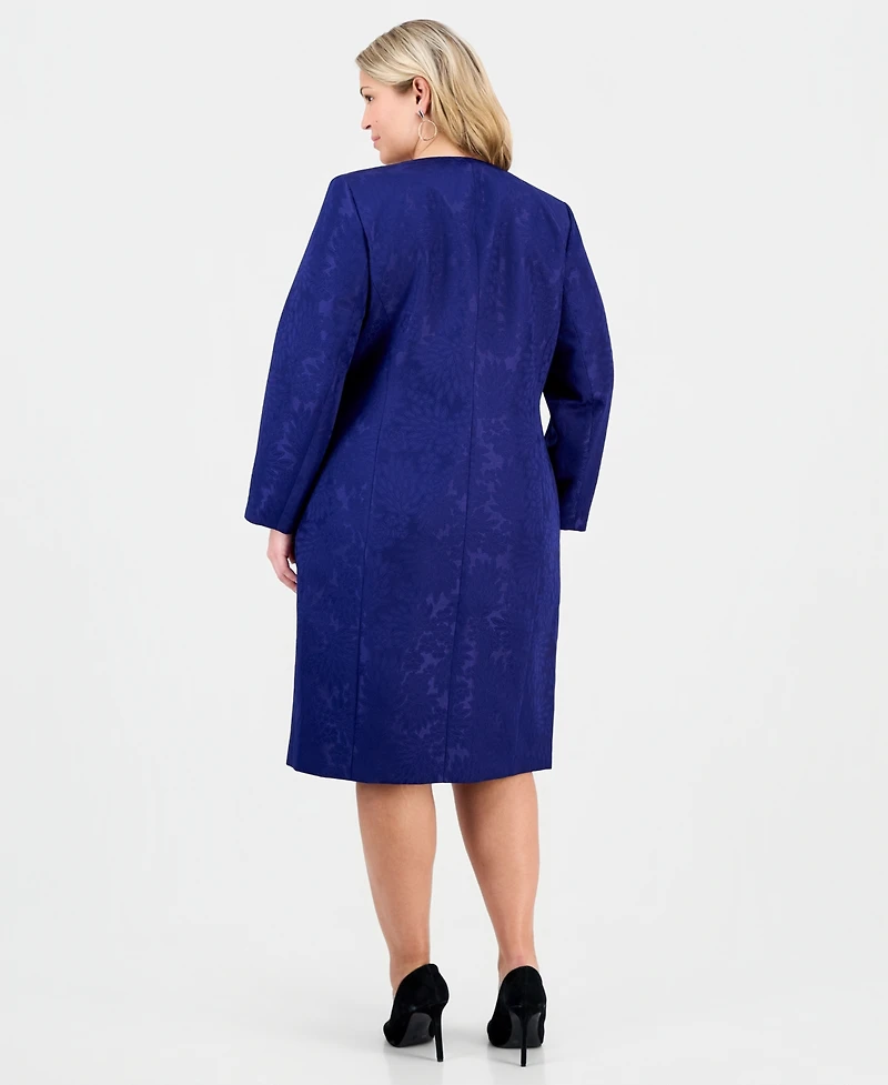 Le Suit Plus Floral-Jacquard Topper & Sheath 2 Piece Dress