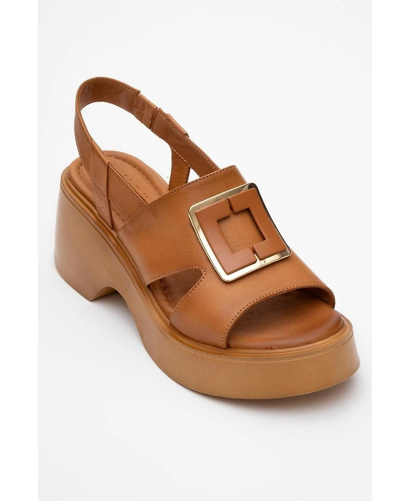 Forever & Always Shoes Lucia Leather Buckle Platform Sandal (Women)