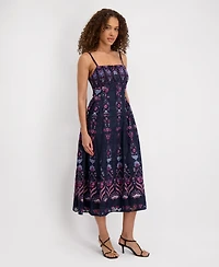 kensie Women's Square Neck Printed Chiffon Dress