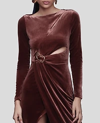 Avec Les Filles Women's Asymmetric Drape Long Sleeves Maxi Dress