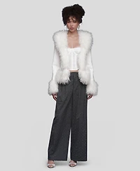 Avec Les Filles Women's V-Neck Trimmed Cardigan Sweater