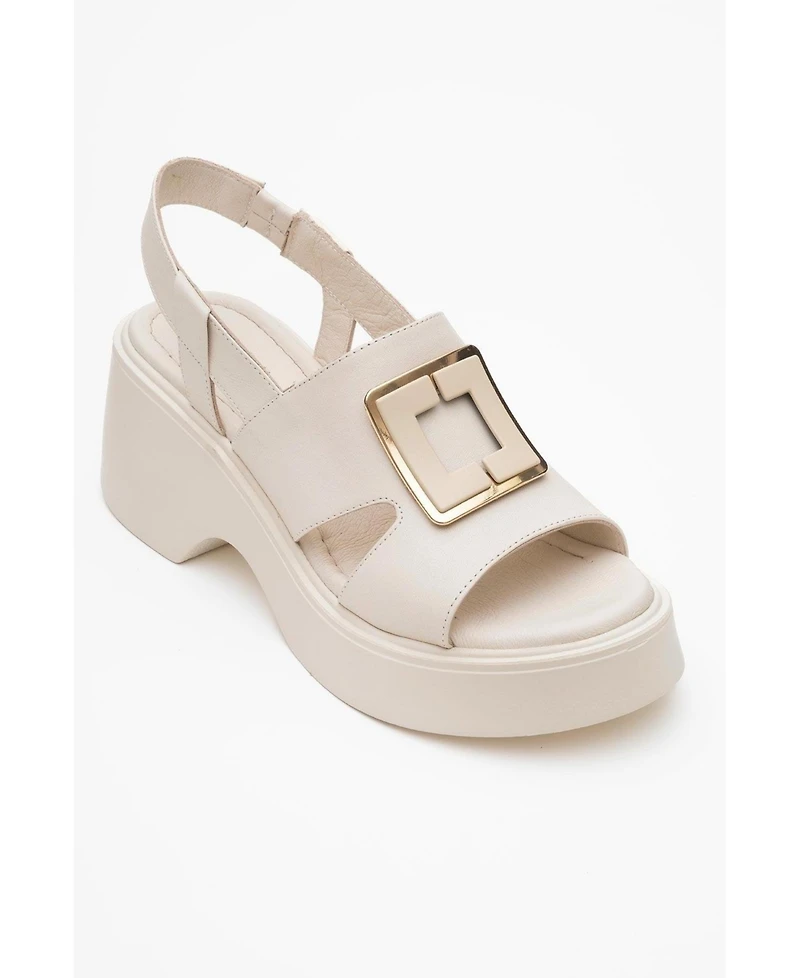Forever & Always Shoes Lucia Leather Buckle Platform Sandal (Women)
