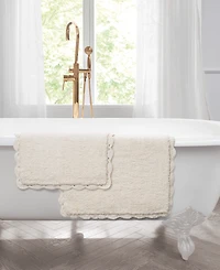 Laura Ashley Heathered Crochet Border Cotton Bath Rug Set