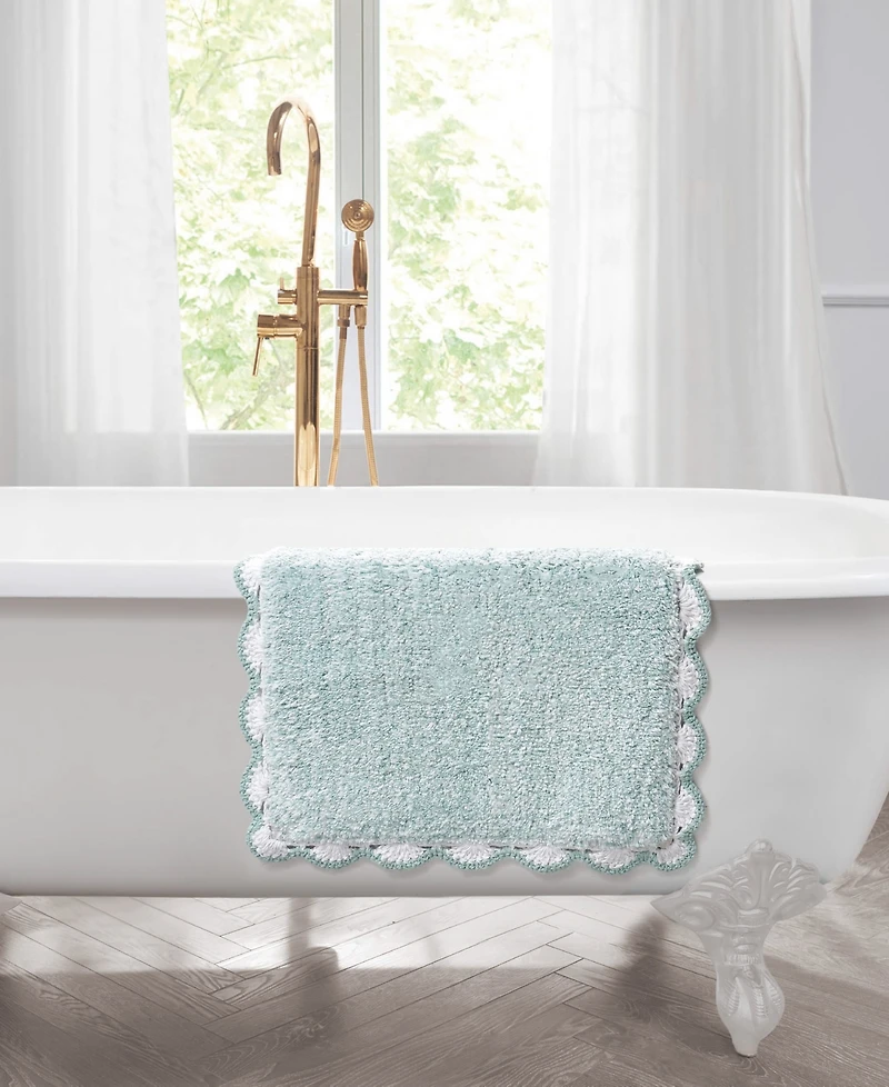 Laura Ashley Heathered Crochet Border Cotton Bath Rug