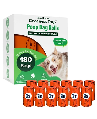 Compo Dog Poop Bags, 180 Bags, Poppy Orange