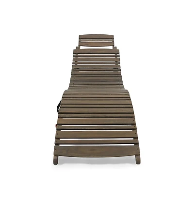 Chic Crate-lahaina Solid Wood Foldable Chaise Lounge - Beach Patio Poolside Furniture (Sage Grey)