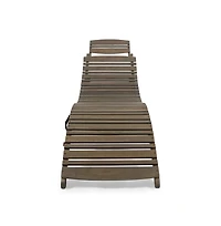 Chic Crate-lahaina Solid Wood Foldable Chaise Lounge - Beach Patio Poolside Furniture (Sage Grey)
