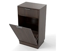 Chic Crate 10 Gal Tilt Out Trash Can Cabinet Woodgrain Wave Textured Pull Out Bin, Walnut Finish Kitchen Organizer