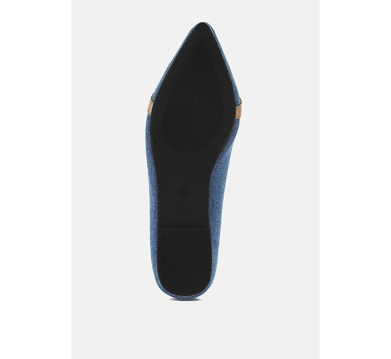 Cressida Denim Horsebit Detail Ballet Flats Women