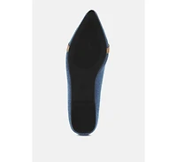 Cressida Denim Horsebit Detail Ballet Flats Women