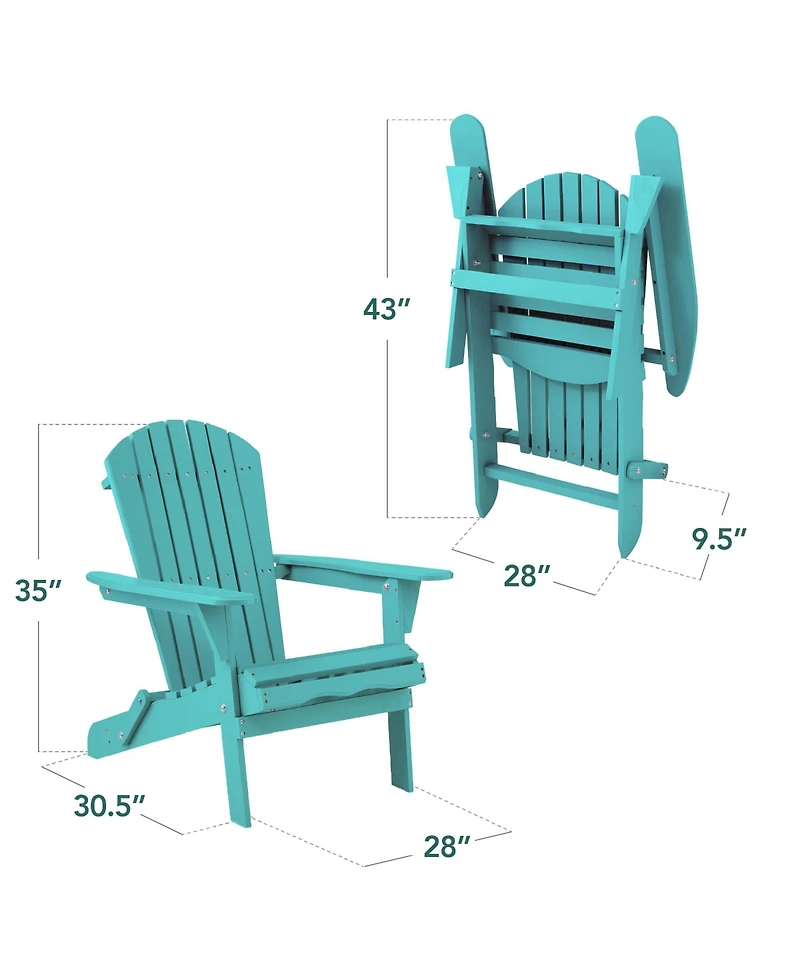Best Choice Products Folding Adirondack Chair Outdoor, Wooden Accent Lounge Furniture w/ 350lb Capacity