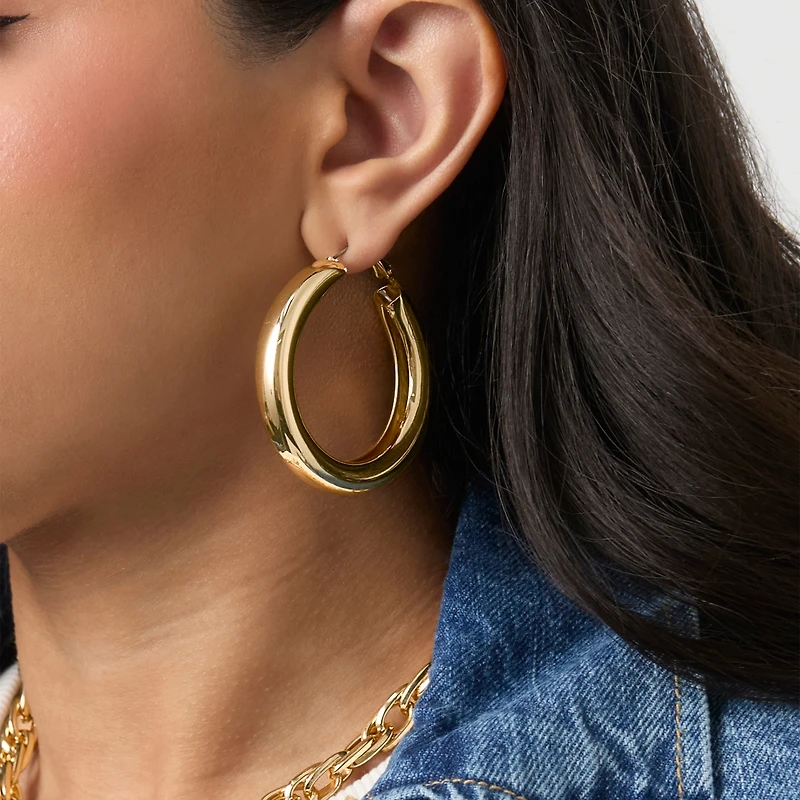 Jessica Simpson 3-Piece Textured Gold-Tone Hoop Earring Set
