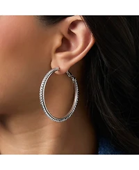 Jessica Simpson 3-Piece Textured Silver-Tone Hoop Earring Set