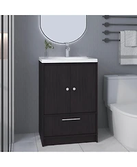 Olney Bathroom Vanity, 2 Doors, 1 Drawer, Black Wengue