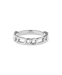 Devata Figaro Link Ring In Rhodium Plated Sterling Silver Size 9