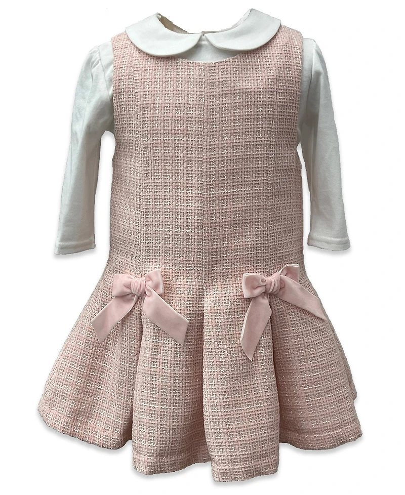 Blueberi Boulevard Baby Girls Boucle Pleated Fit-and-Flare Jumper Set