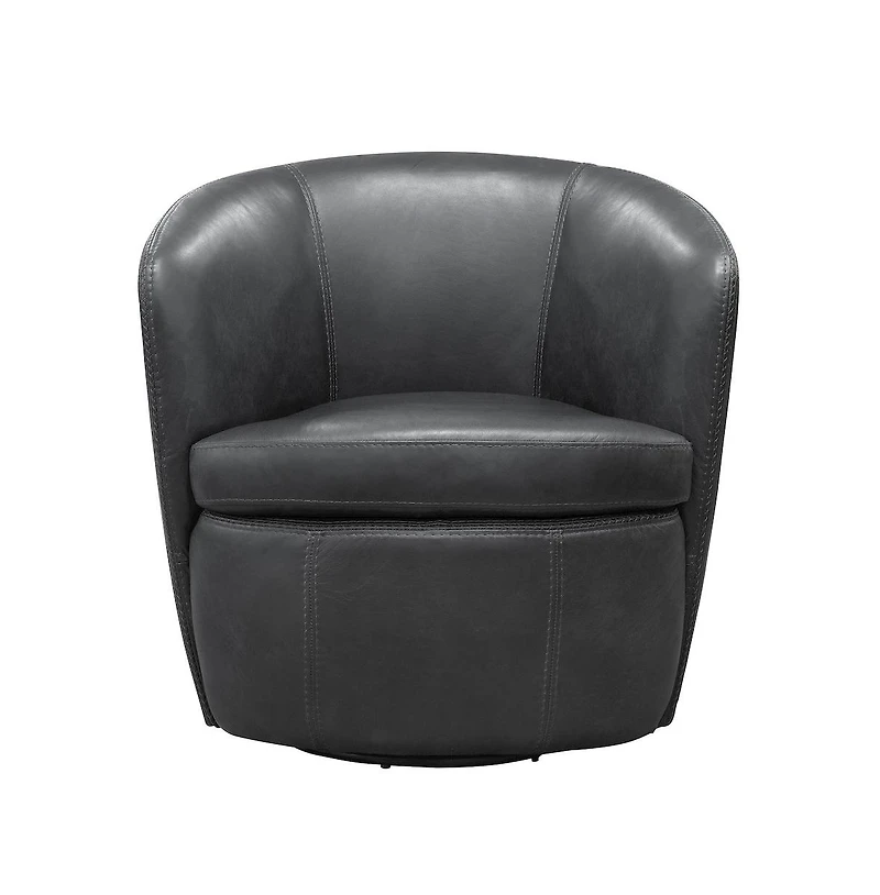 Parker Living Vintage Slate 100% Italian Leather Swivel Club Chair
