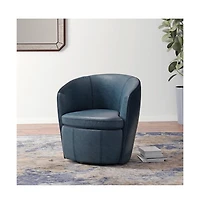 Parker Living Vintage Navy 100% Italian Leather Swivel Club Chair