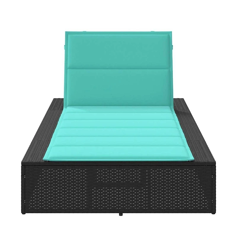 Patio Sunbed Black Pe Rattan Large Height-Adjustable