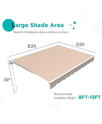 Aecojoy 8.2'x6.5' Manual Retractable Awning Sun Shade, Patio Canopy