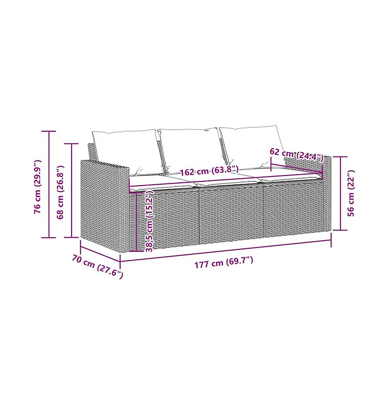 Garden Sofa Black and Cream White