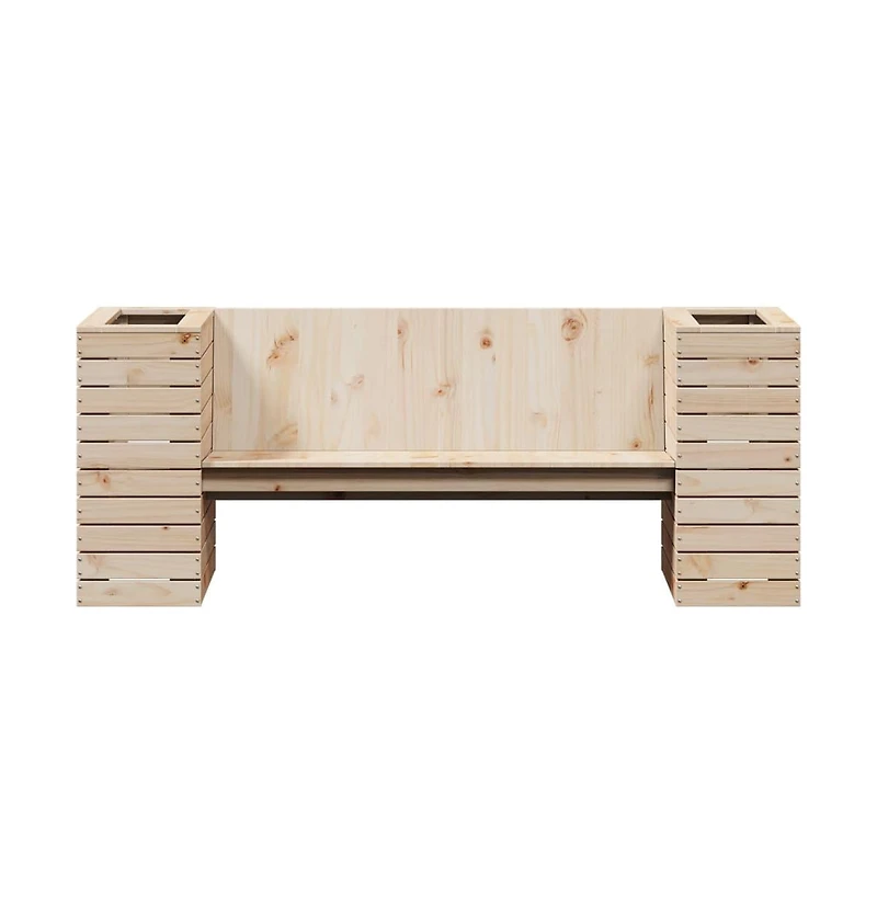 Planter Bench Natural Pine Solid Pine Wood 66.9x23.6x25.6 in