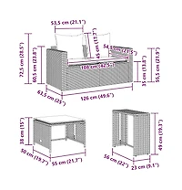 5 Piece Patio Sofa Set with Cushions Stackable Poly Rattan
