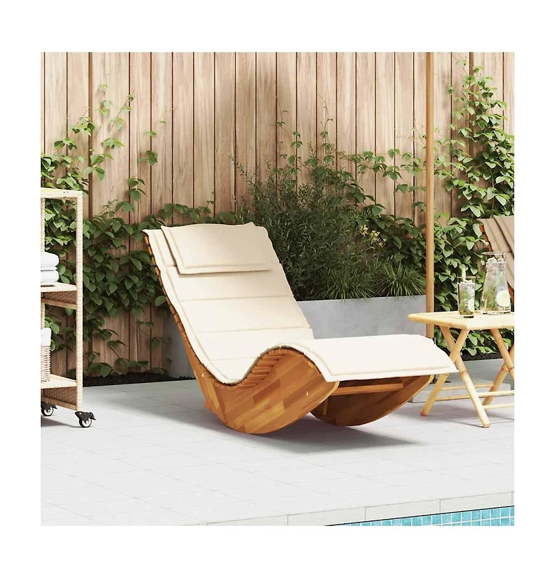 Sun Lounger Cream, Acacia Wood Grain