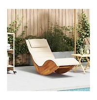 Sun Lounger Cream, Acacia Wood Grain