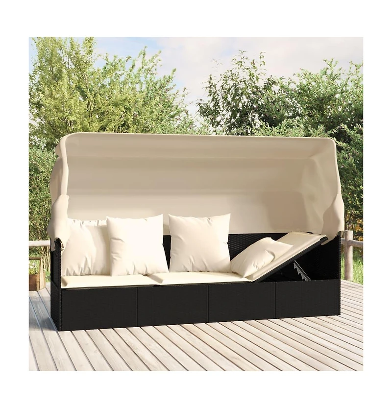 Outdoor Lounge Bed Black, Cream White