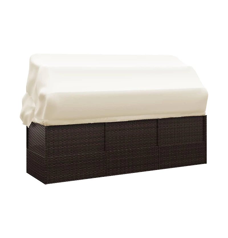 Outdoor Lounge Bed Brown Poly rattan Large Adjustable Armrests