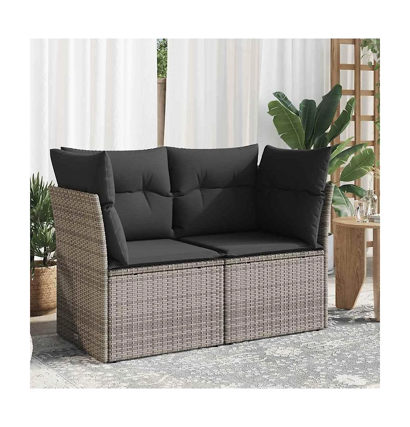 Garden Sofa Grey Pe rattan, powder-coated steel 2-seater