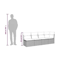 Garden Sofa Grey Pe rattan, powder-coated steel, polyester 4-seater