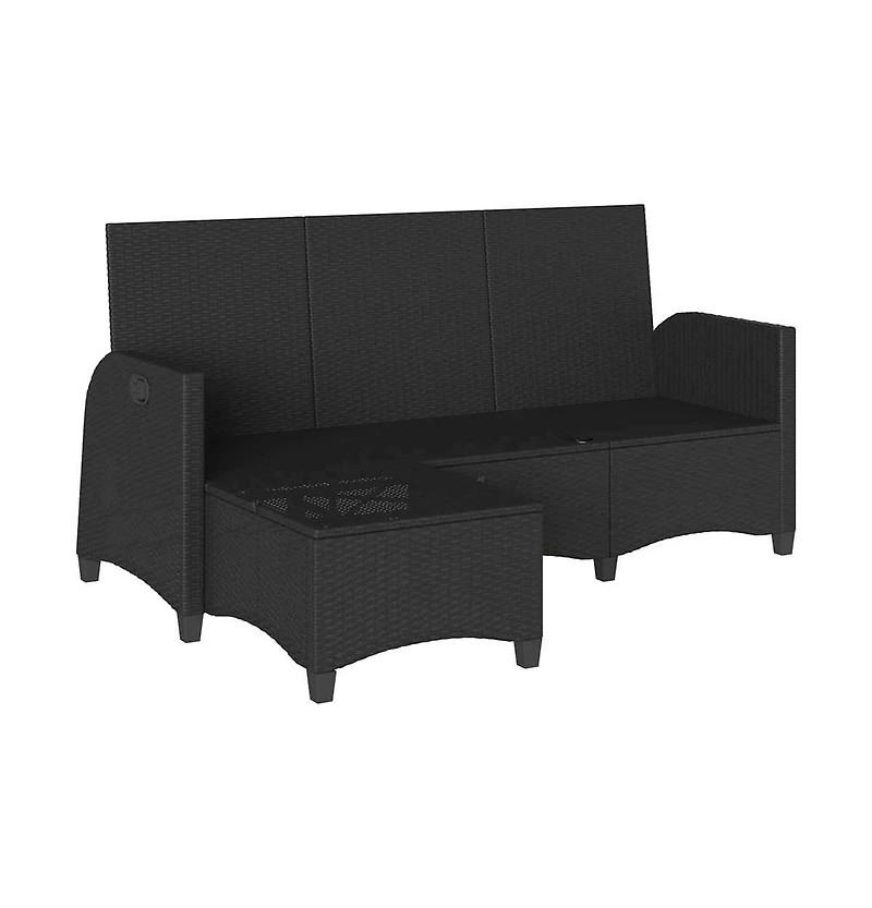 Reclining Garden Sofa Black Pe Rattan