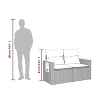 vidaXL Garden Sofa Gray Pe rattan, Powder-coated steel, Solid acacia wood