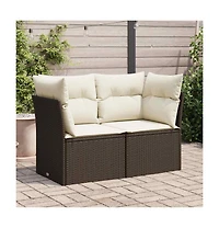 vidaXL Garden Sofa Brown Poly Rattan Medium Adjustable Feet