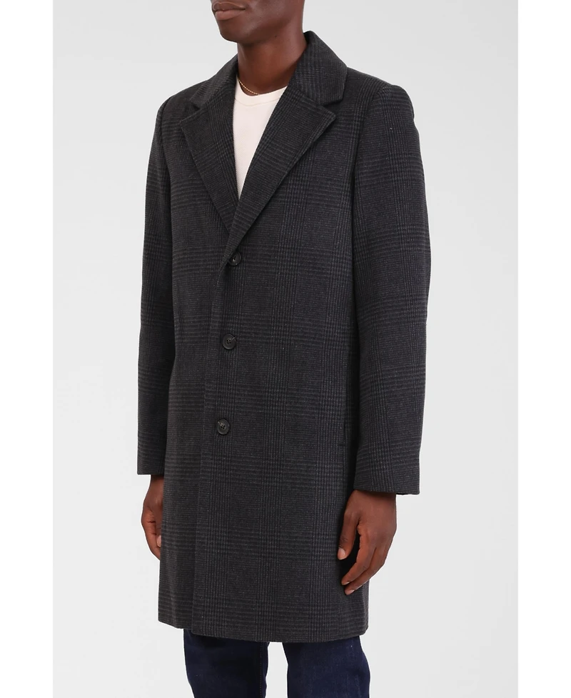 Bagatelle Homme Men's Houndstooth Faux Wool Top Coat