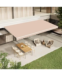 Aecojoy 13'x10' Manual Retractable Awning Sun Shade, Patio Canopy