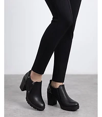 Xti Women's Casual Side Zipper Heeled Moccasins Refresh Collection By