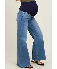 Pinkblush Maternity Blue Raw Hem Super Wide Leg Jeans