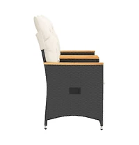 Reclining Garden Sofa Black Pe rattan 2-seater