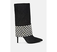 Basso Party Diamante Studded Stiletto Boots Women