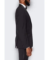 9tofive Men's Men s Black Wool Tuxedo Jacket with Satin Shawl Lapels