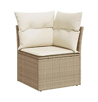 vidaXL Garden Sofa Beige Poly Rattan, Powder-Coated Steel, Polyester