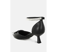 London Rag Onkana Diamante Brooch Kitten Heel Sandals Women