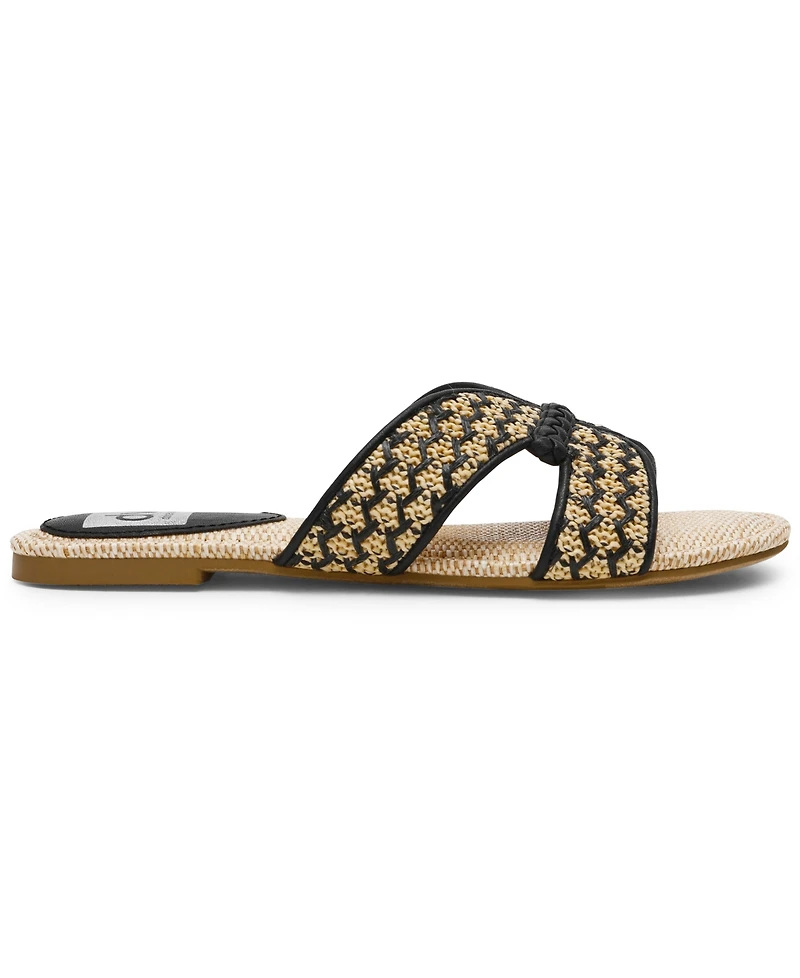 Dv Dolce Vita Women's Geeya Raffia Criss Cross Strap Flat Slide Sandals