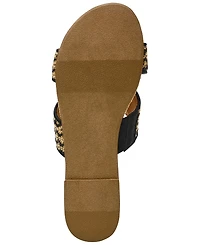 Dv Dolce Vita Women's Geeya Raffia Criss Cross Strap Flat Slide Sandals