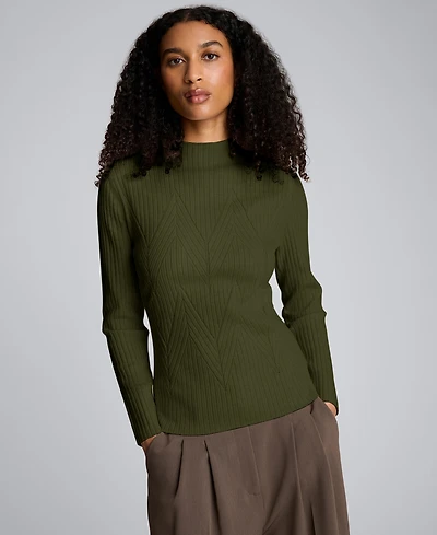 Kenneth Cole Women's Large Chevron Stitch Long-Sleeve Sweater