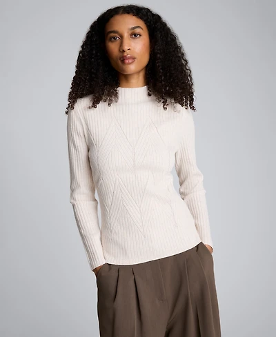 Kenneth Cole Women's Large Chevron Stitch Long-Sleeve Sweater